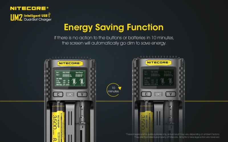 Nitecore UM2 energiezuinig