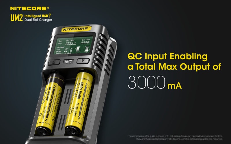 Nitecore UM2 qc input max output 3000mA